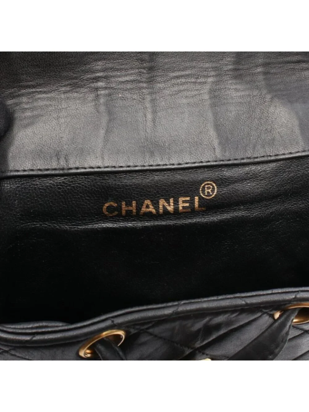 Chanel Backpack Quilted Turnlock Chain Black Lambskin Double